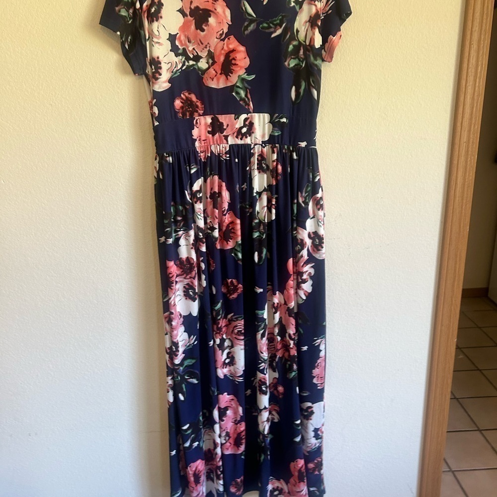 Ouges Women's V-Neck Pattern Pocket Maxi Long Dre… - image 8